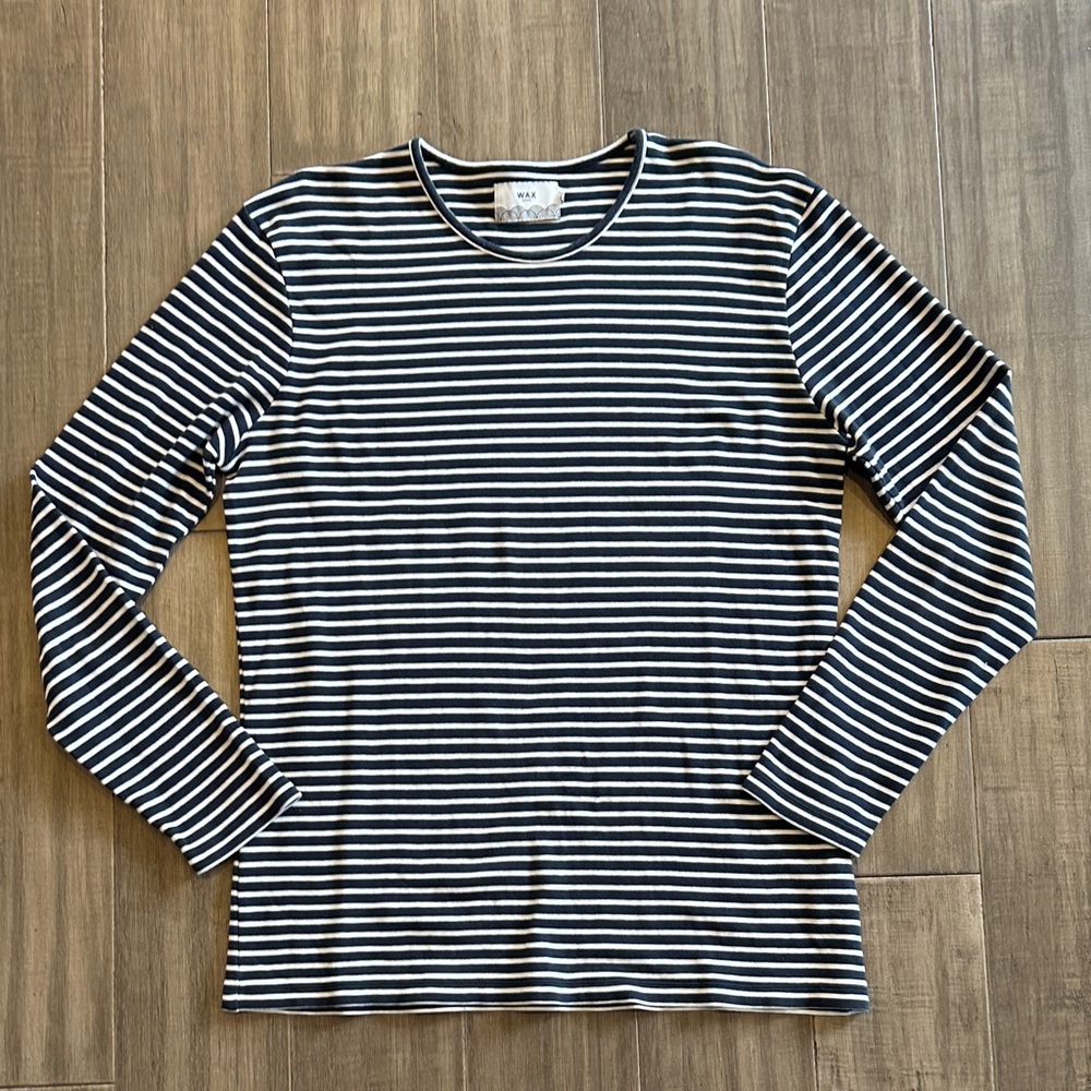 Classic Men's Long Sleeve Striped Tee - Navy and White